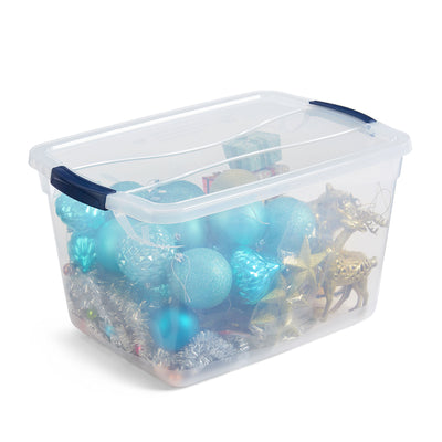 Rubbermaid Cleverstore 32 Quart Plastic Storage Tote Container w/ Lid (12 Pack) - VMInnovations