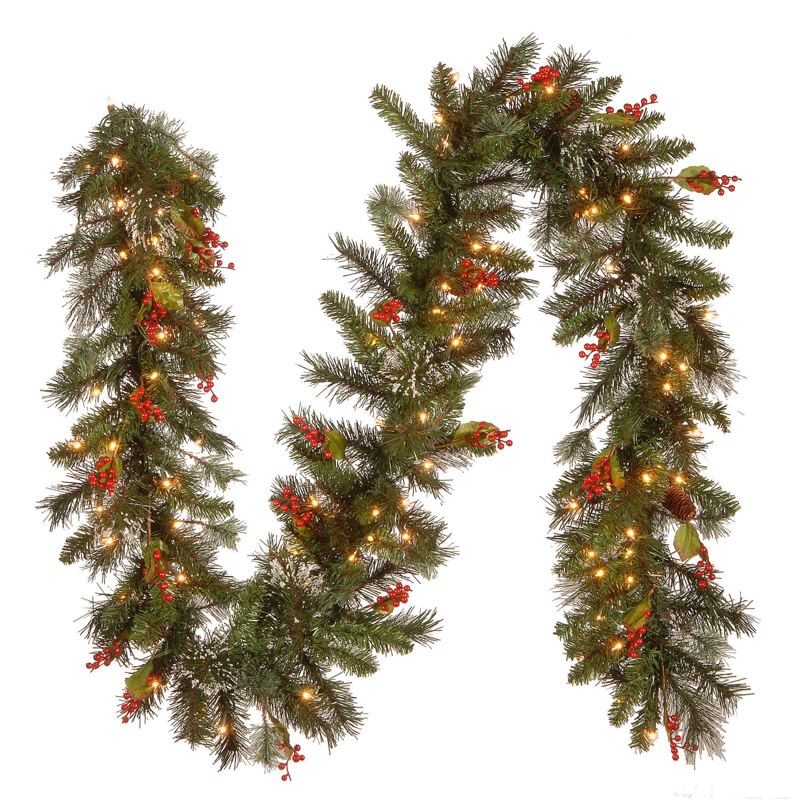 National Tree Company Wintry Pine 9' Holiday Garland w/ Lights/Decor (Open Box) - VMInnovations