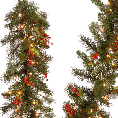 National Tree Company Wintry Pine 9 Foot Holiday Garland with Lights and Decor