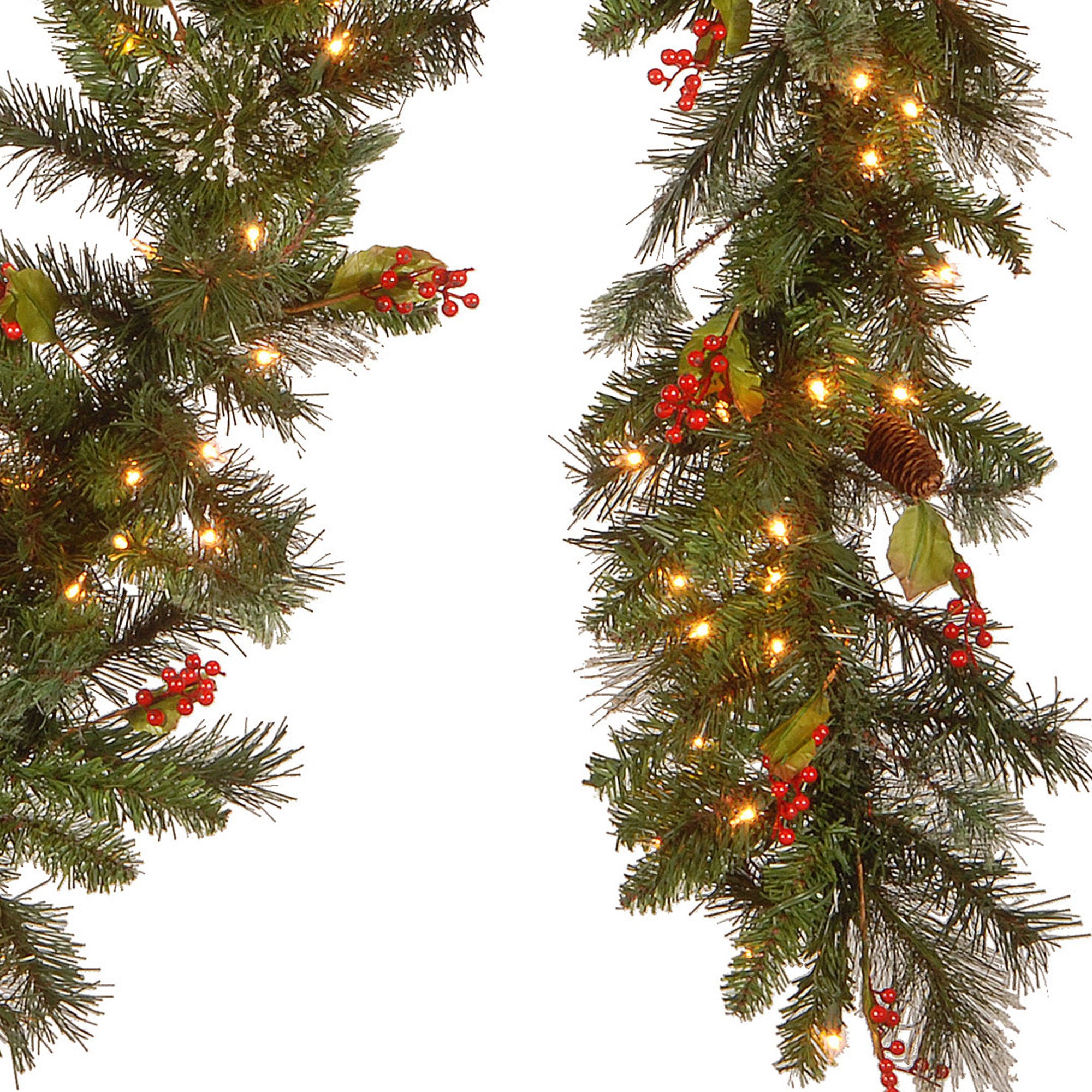 National Tree Company Wintry Pine 9' Holiday Garland w/ Lights/Decor (Open Box) - VMInnovations