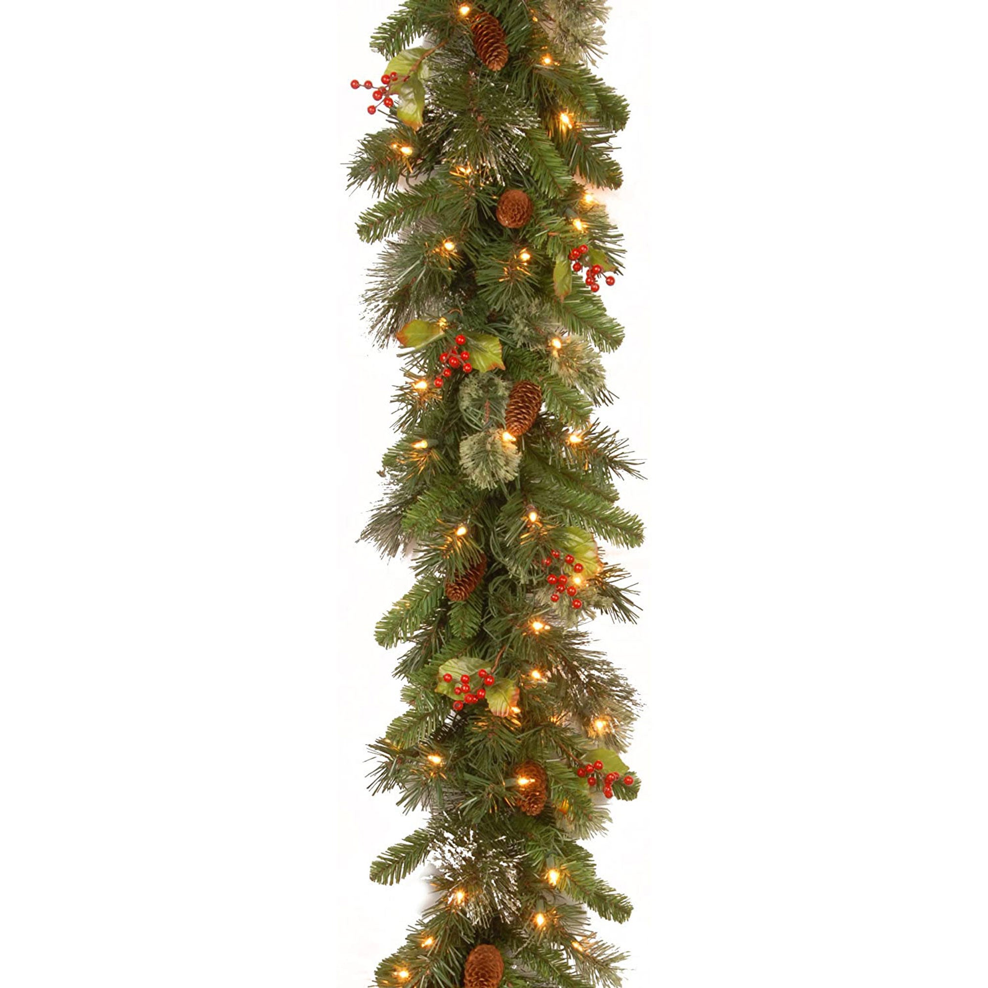 National Tree Company Wintry Pine 9' Holiday Garland w/ Lights/Decor (Open Box) - VMInnovations