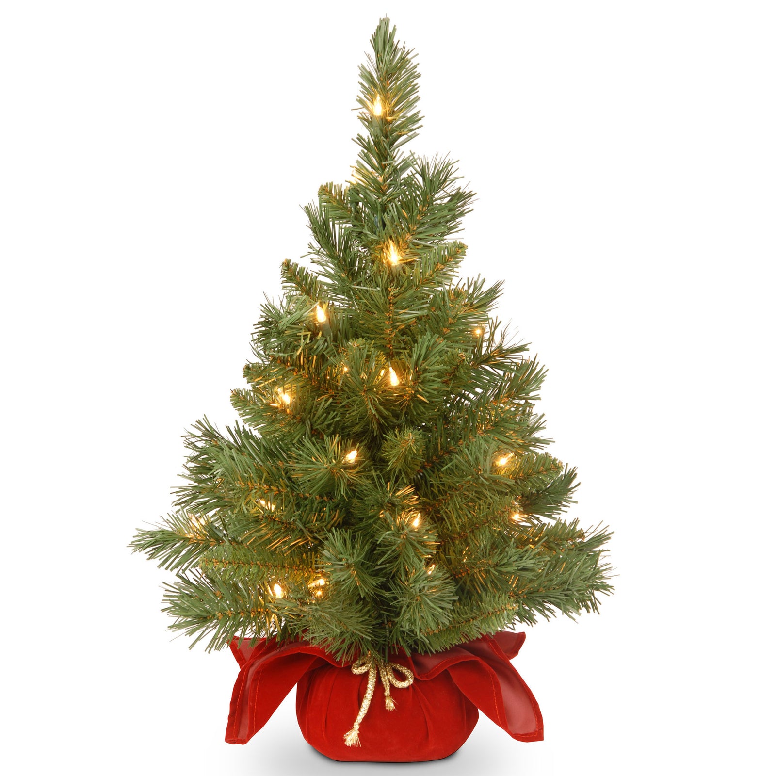National Tree Company 2' Artificial Mini Tree w/ Lights & Bag Base (Open Box) - VMInnovations