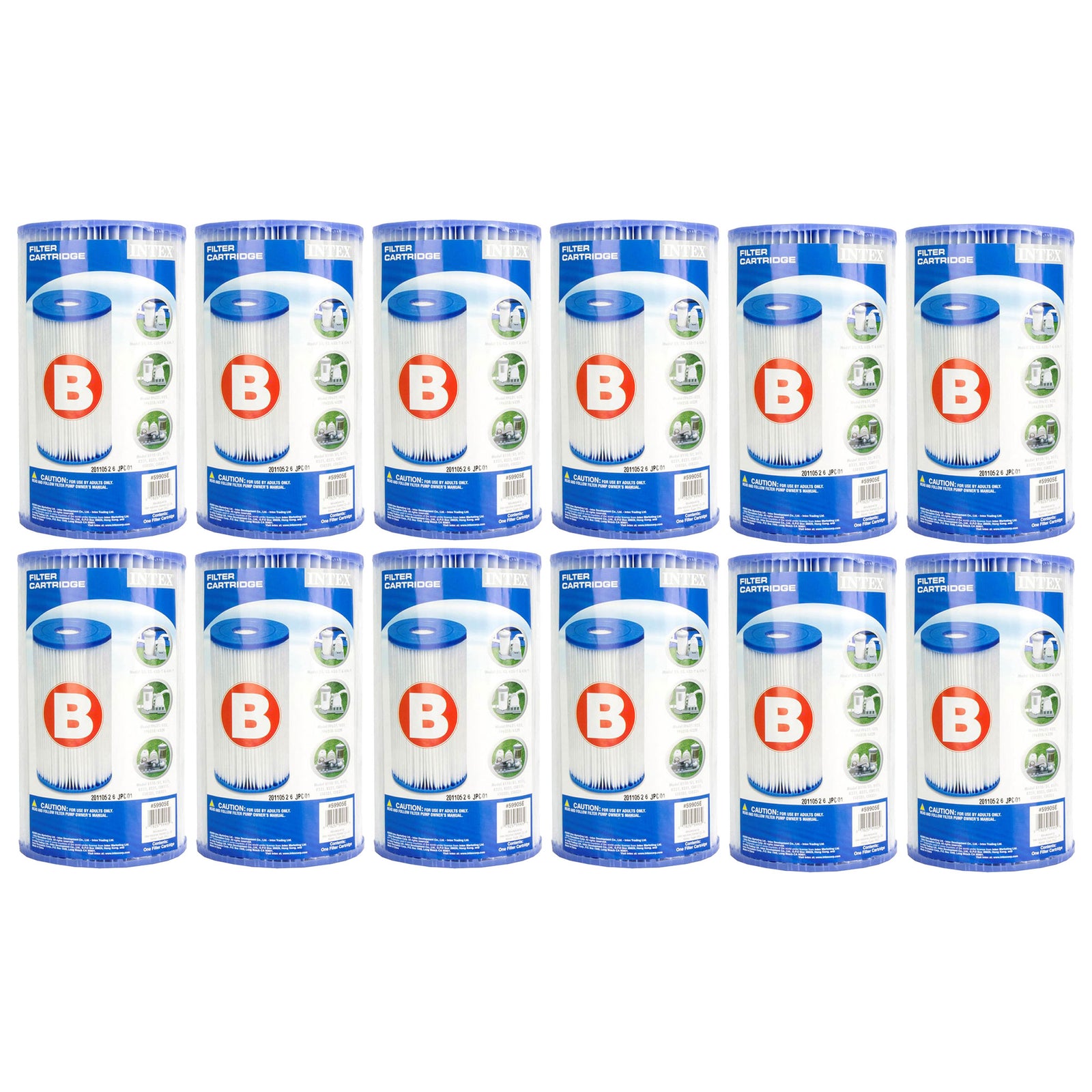Intex Pool Easy Set Type B Replacement Filter Pump Cartridge (12 Pack) | 29005E - VMInnovations