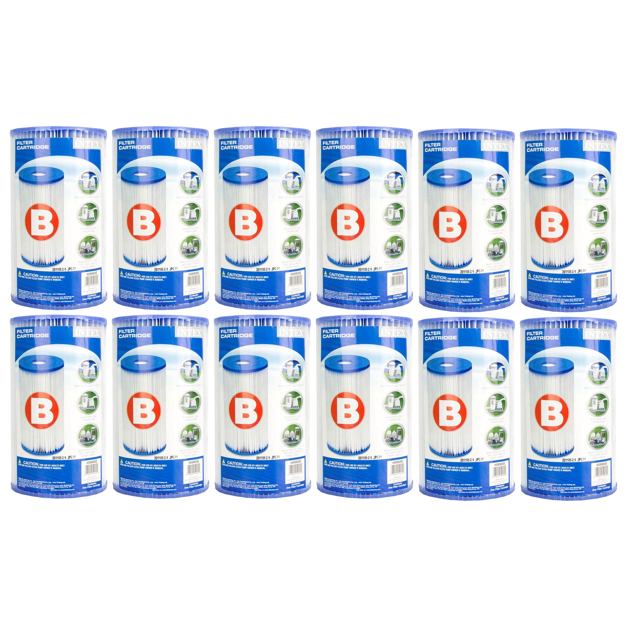 Intex Pool Easy Set Type B Replacement Filter Pump Cartridge (12 Pack) | 29005E - VMInnovations