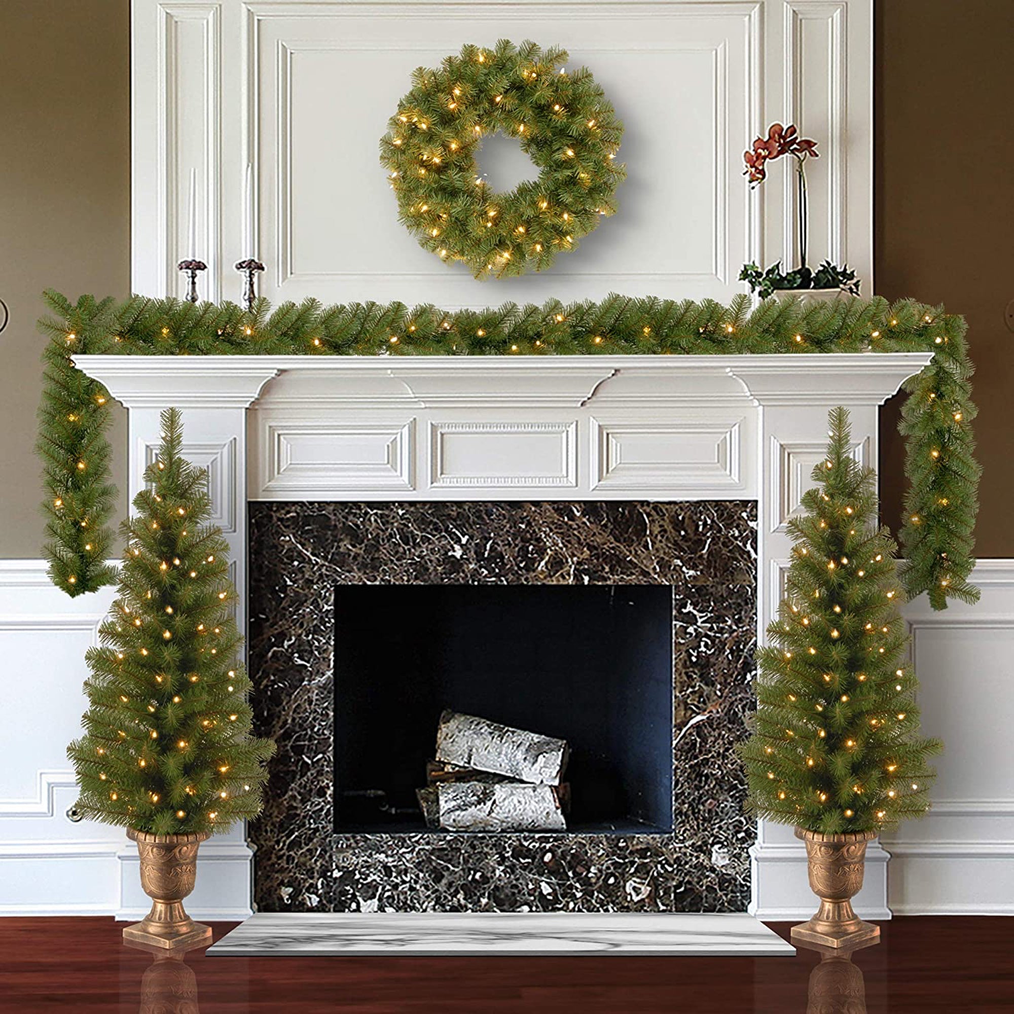 National Tree Company 4pc Assorted Pre-Lit Greenery with White LED Lights (Used) - VMInnovations