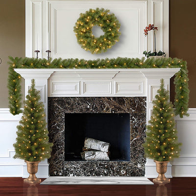 National Tree Company 4pc Assorted Pre-Lit Greenery with White LED Lights (Used) - VMInnovations