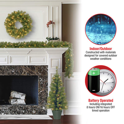 National Tree Company 4pc Assorted Pre-Lit Greenery with White LED Lights (Used) - VMInnovations