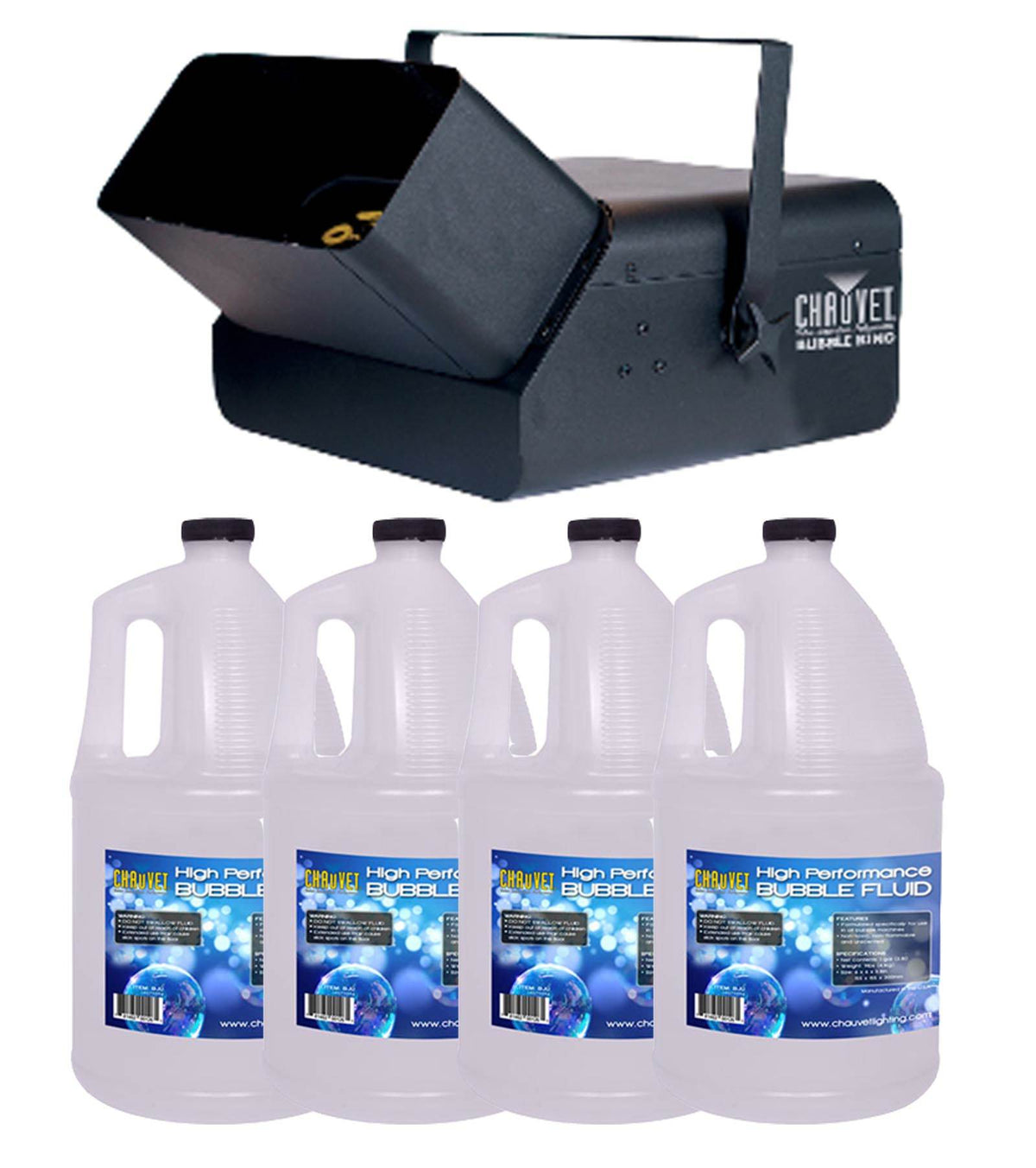 Chauvet DJ B550 Bubble King High Output Bubble Machine + 4) BJU Bubble Fluids