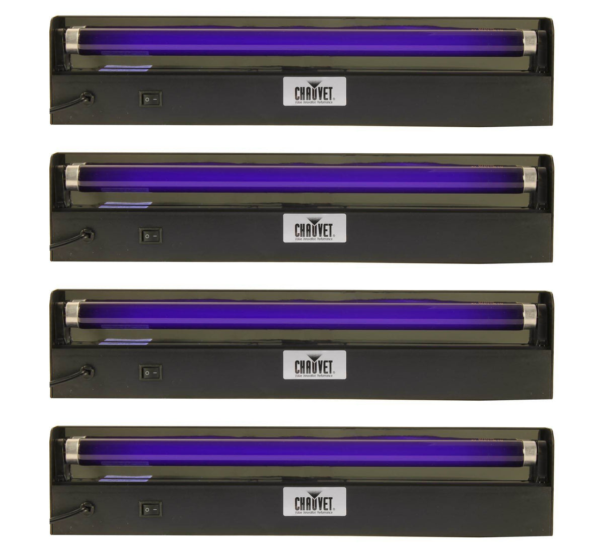 (4) Chauvet DJ NVF18 18" UV Black Light 15 W Blacklights w/ Reflector | NV-F18