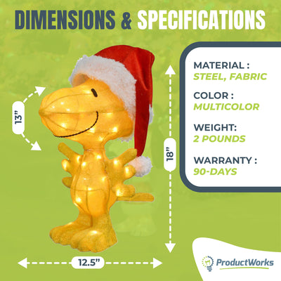ProductWorks Peanuts Woodstock Santa Hat 3D Prelit Christmas Decoration (Used)