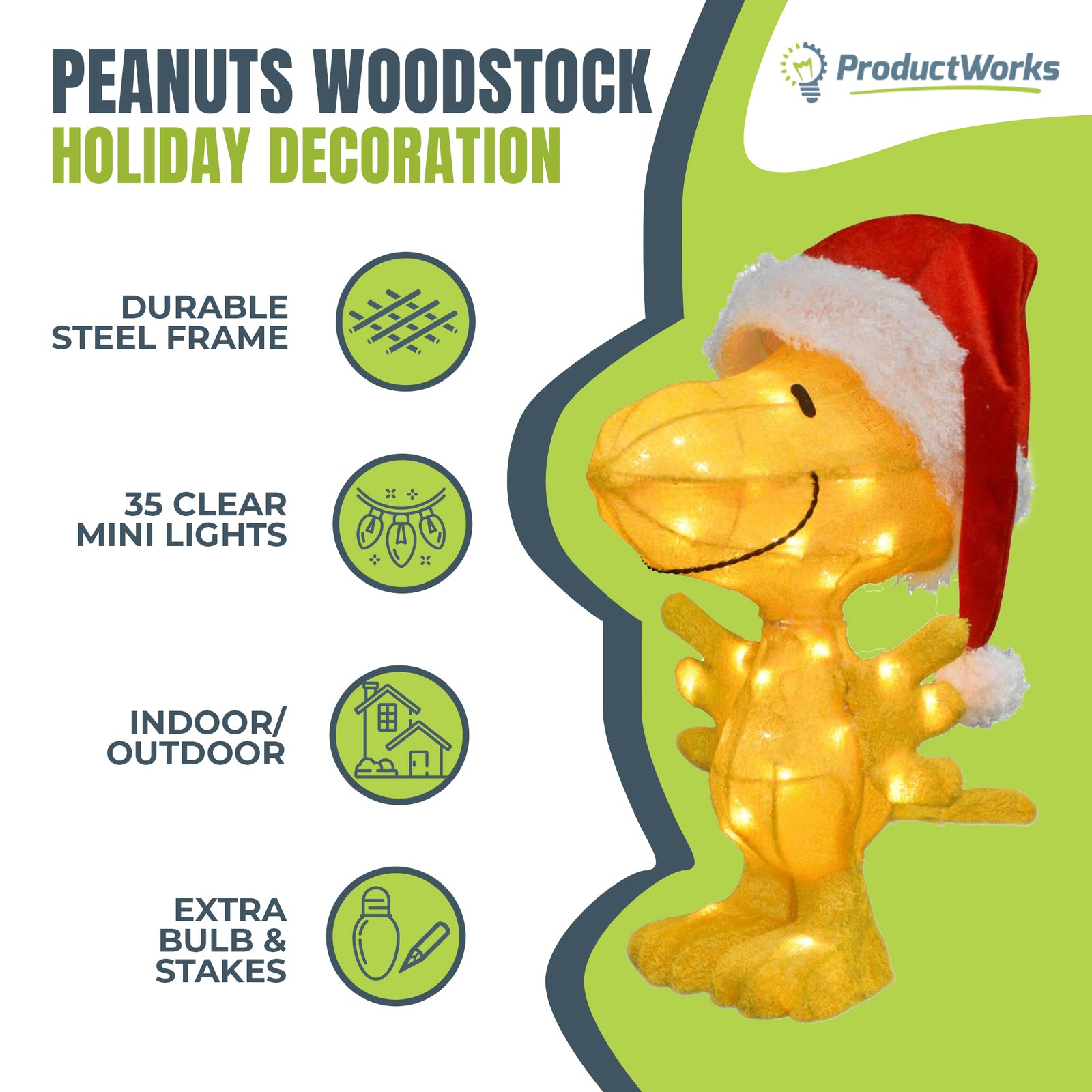 ProductWorks Peanuts 22" Woodstock Santa Hat 3D Christmas Decoration (Used) - VMInnovations