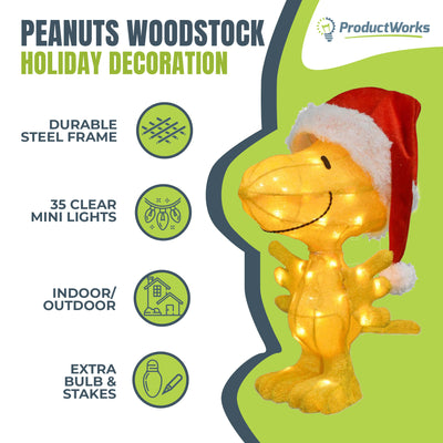ProductWorks Peanuts 22" Woodstock Santa Hat 3D Christmas Decoration (Used)