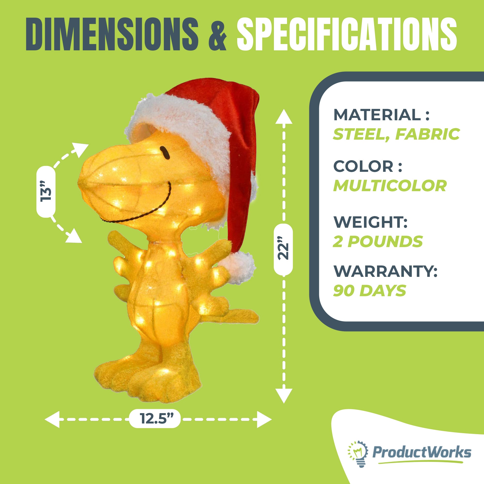 ProductWorks Peanuts 22" Woodstock Santa Hat 3D Christmas Decoration (Used) - VMInnovations