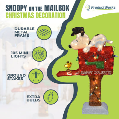 ProductWorks 36" Snoopy on Mailbox Prelit Christmas Yard Decoration (For Parts)