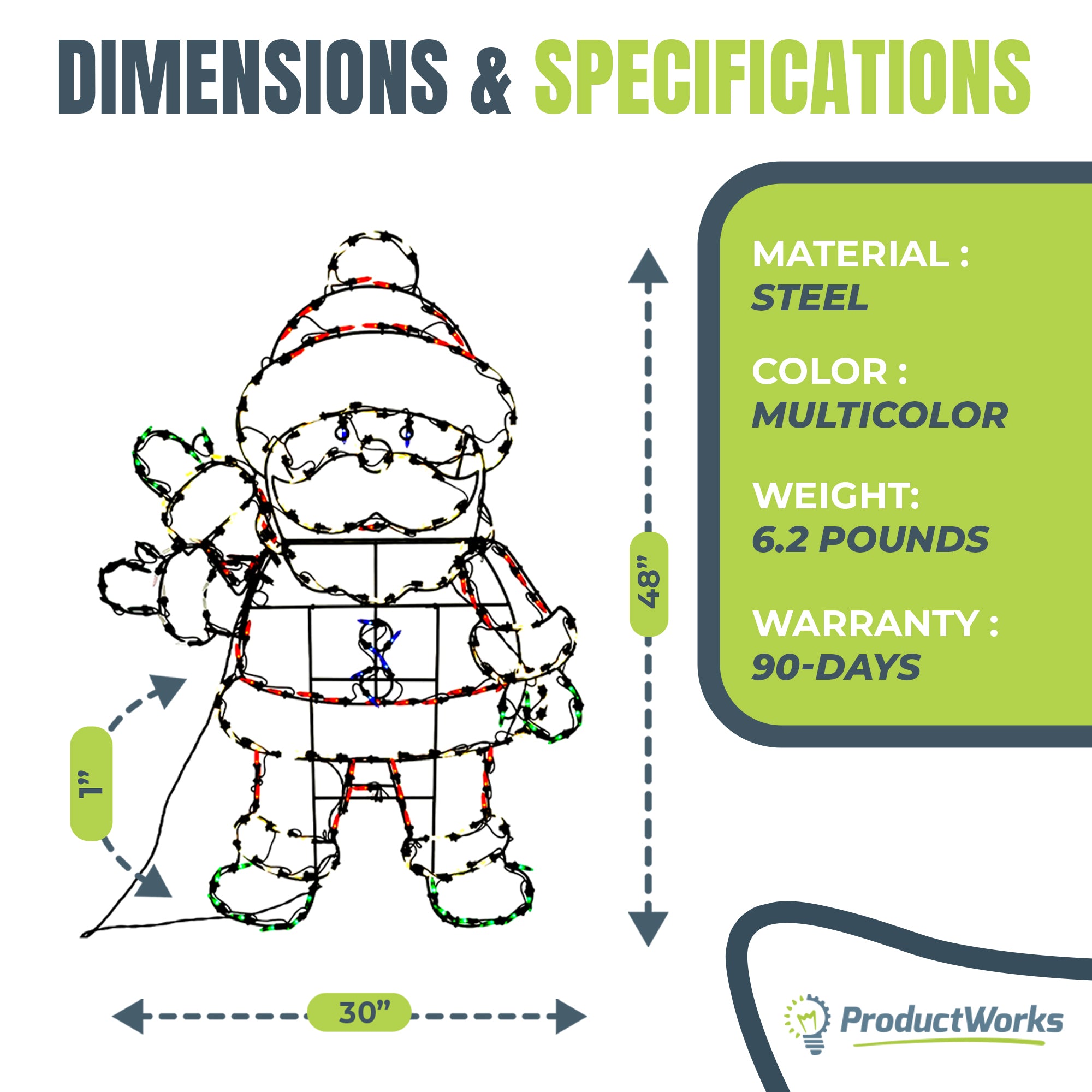48 In Pro-Line LED Animation Waving Santa Christmas Yard Decoration (Used) - VMInnovations