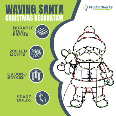 ProductWorks 48 In Pro-Line LED Animation Waving Santa Christmas Yard Decoration