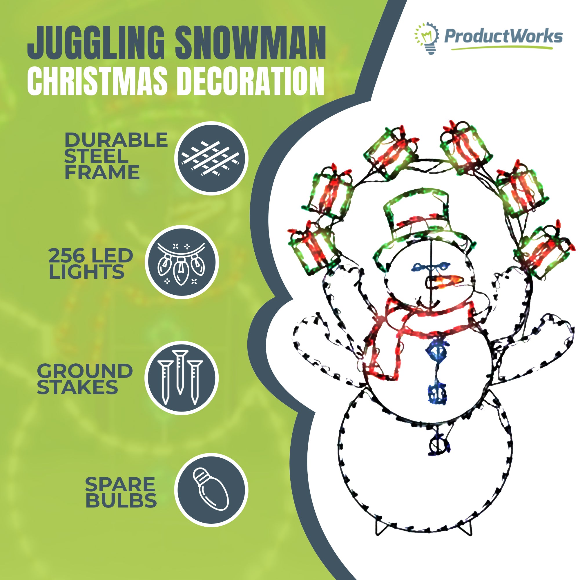 60 In Pro-Line LED Animation Juggling Snowman Christmas Decoration (Used) - VMInnovations