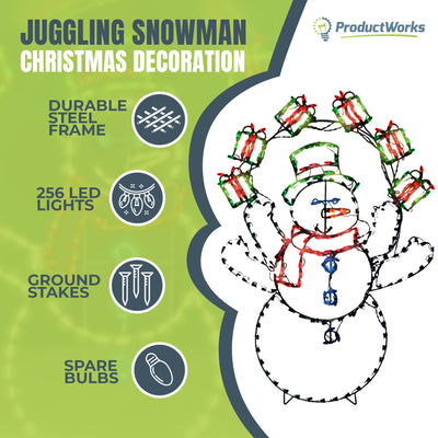 60 In Pro-Line LED Animation Juggling Snowman Christmas Decoration (Used) - VMInnovations
