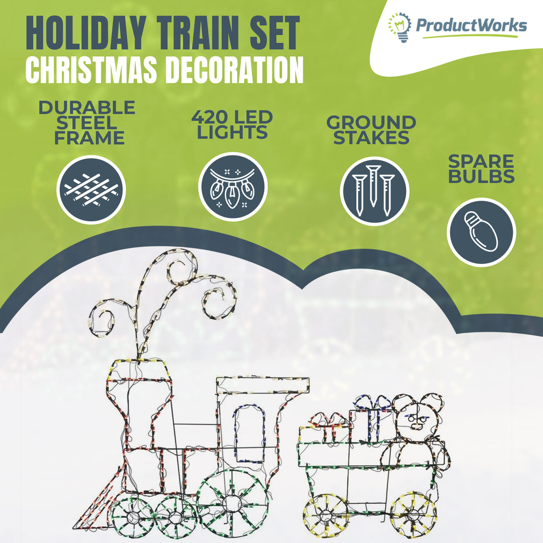 ProductWorks 60" Pro-Line LED Animation Holiday Train Set Yard Decor (Open Box)