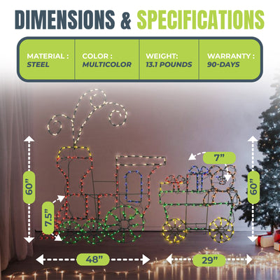 ProductWorks 60" Pro-Line LED Animation Holiday Train Set Christmas Yard Decor - VMInnovations