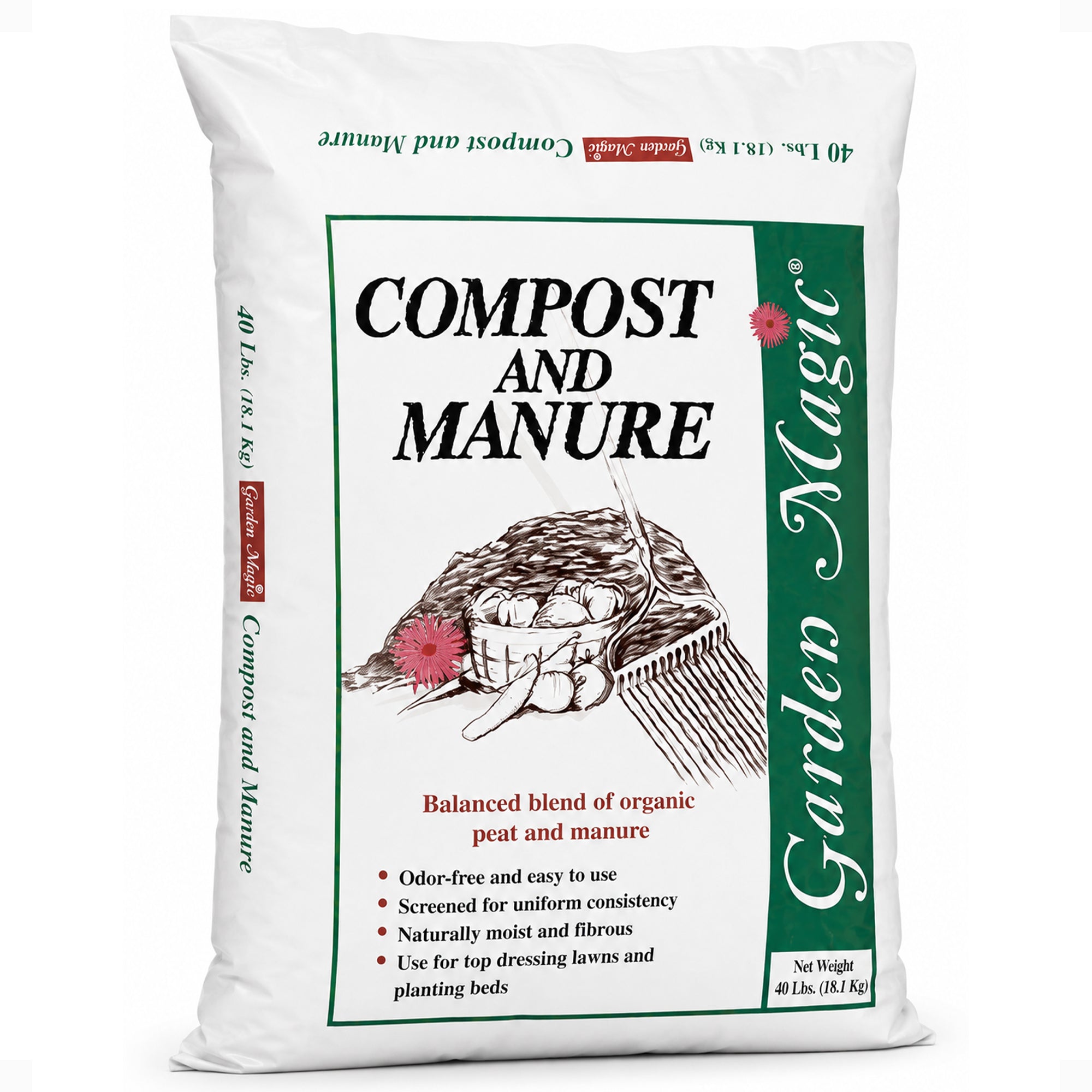 Michigan Peat 5240 Outdoor Lawn Garden Compost and Manure Blend, 40 Pound Bag
