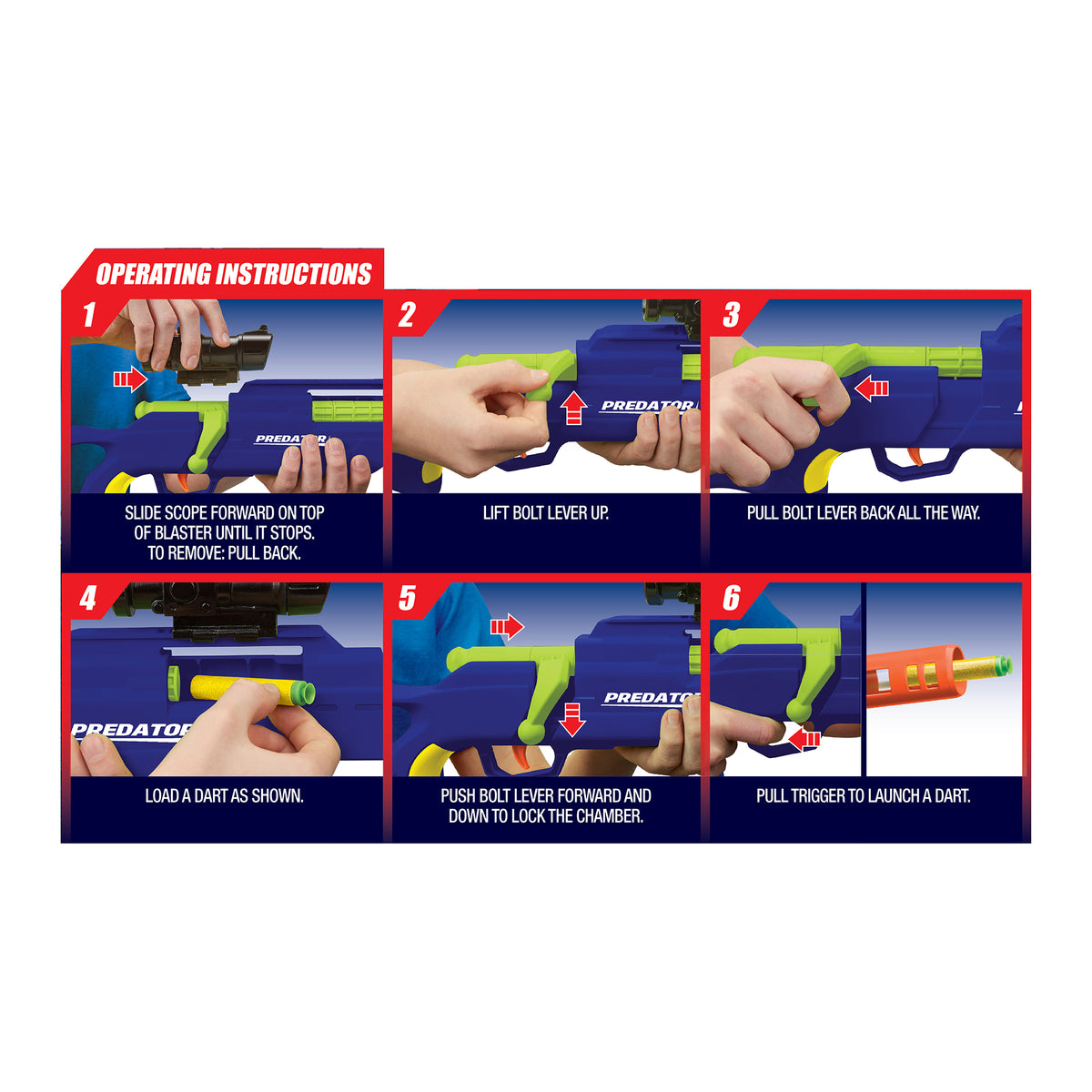 Buzz Bee Toys Predator Bolt Action Sniper Toy Foam Dart Launcher with 8 Darts - VMInnovations