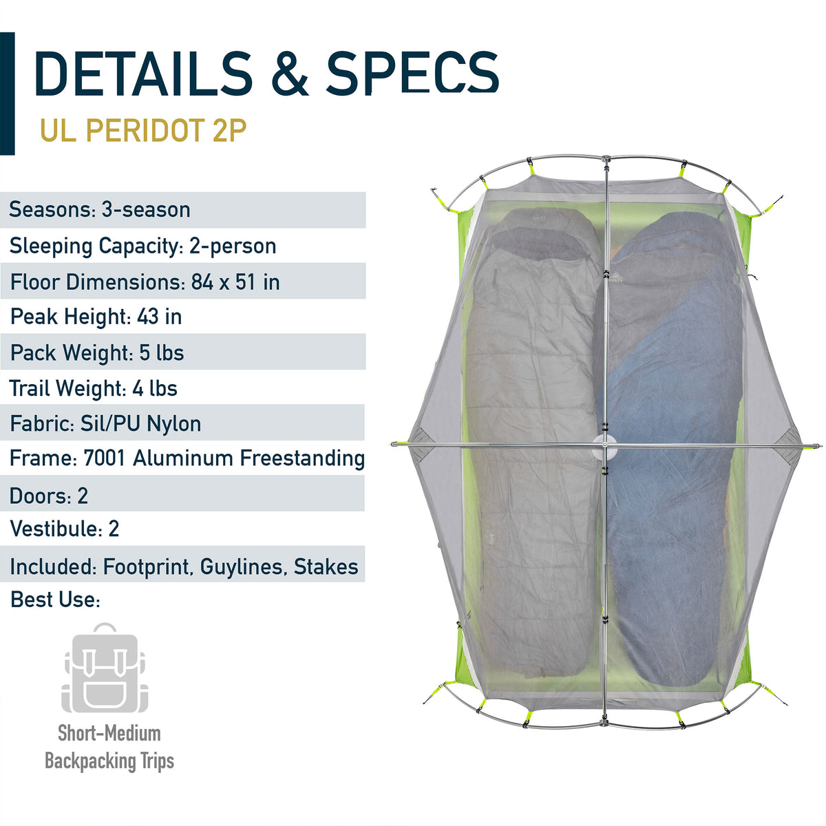 Lightweight 2 Person Outdoor Backpacking Tent with Rain Fly (Used)