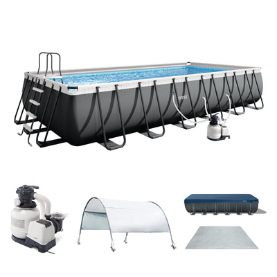 Intex Ultra XTR Frame 24' x 12' x 52" Swimming Pool with Protective Sun Canopy - VMInnovations