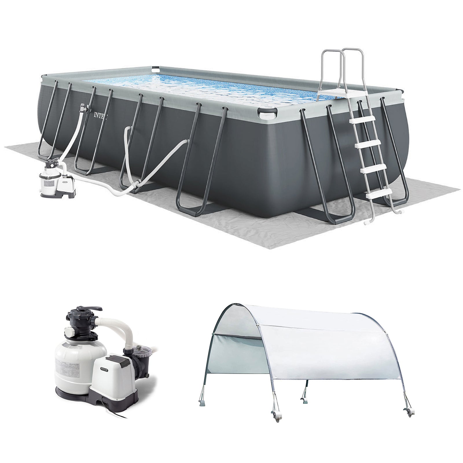 Intex Ultra XTR Frame 24' x 12' x 52" Swimming Pool with Protective Sun Canopy - VMInnovations