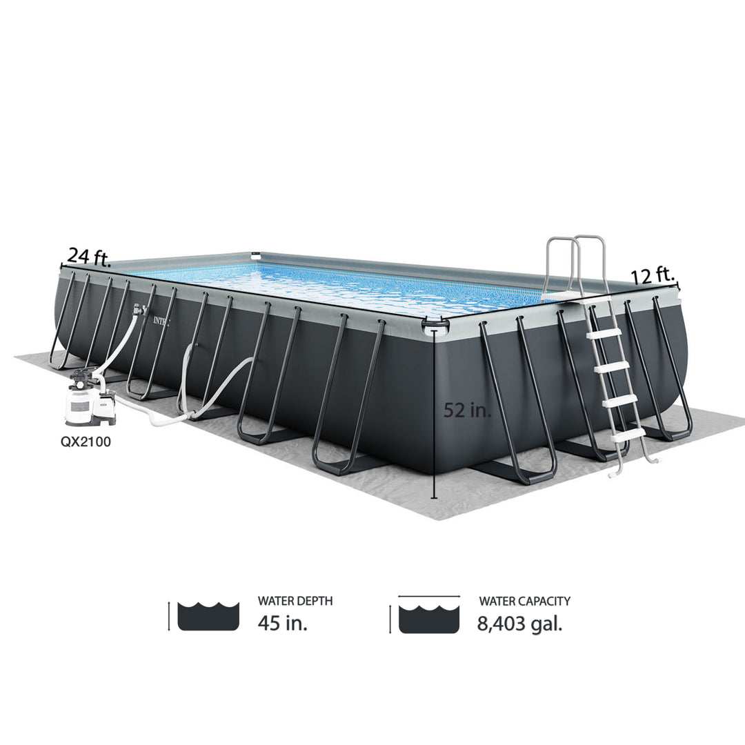 INTEX 26367EH 24' x12' x52" Rectangular Ultra XTR Frame Swimming Pool with Pump