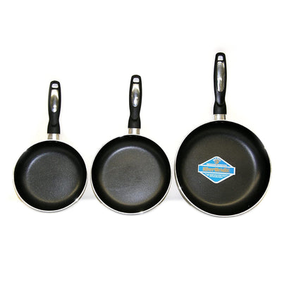 Alpine Cuisine 3 Piece Non Stick 7 8 and 9.5 Inch Frying Pan Skillet Set, Black