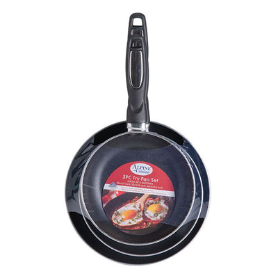 Alpine Cuisine 3 Piece Non Stick 7 8 and 9.5 Inch Frying Pan Skillet Set, Black