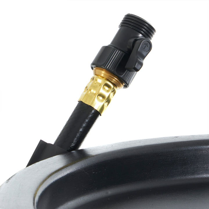 FCMP Outdoor RC45 Rain Barrel with Flat Back for Plants & Gardens, Black (Used) - VMInnovations