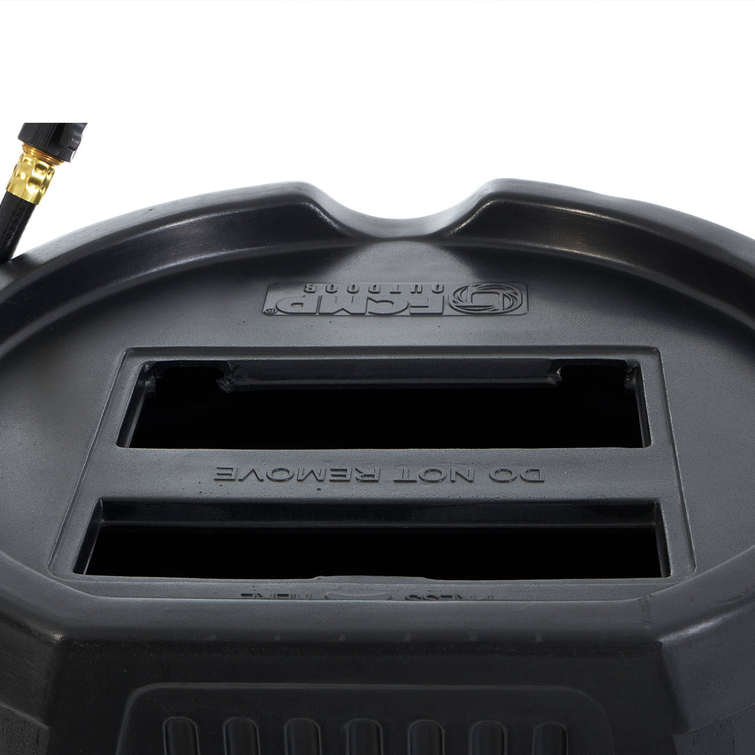 FCMP Outdoor RC45 Rain Barrel with Flat Back for Plants & Gardens, Black (Used) - VMInnovations