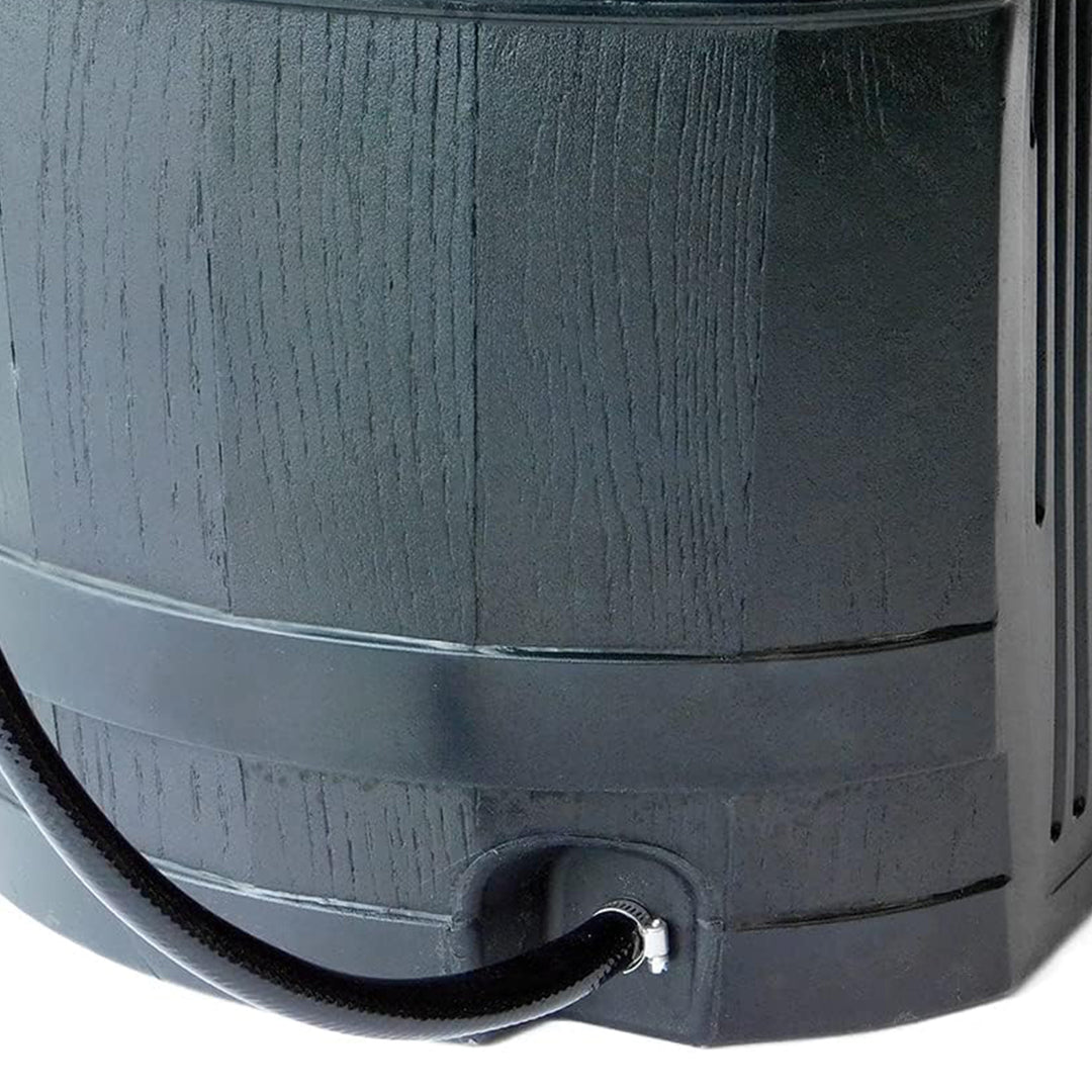 FCMP Outdoor Rain Barrel with Flat Back for Plants & Gardens, Black (Open Box)