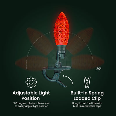 NOMA Quick Clip 66.8' LED Oudoor Christmas String Lights, 100 Multi-Color Bulbs - VMInnovations