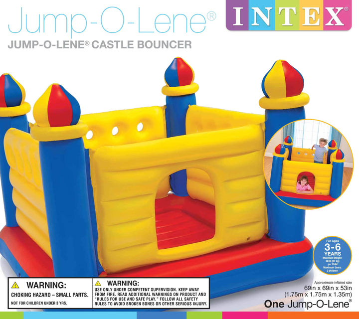 Intex Inflatable Colorful Jump-O-Lene Kids Castle Bouncer for Ages 3-6 | 48259EP