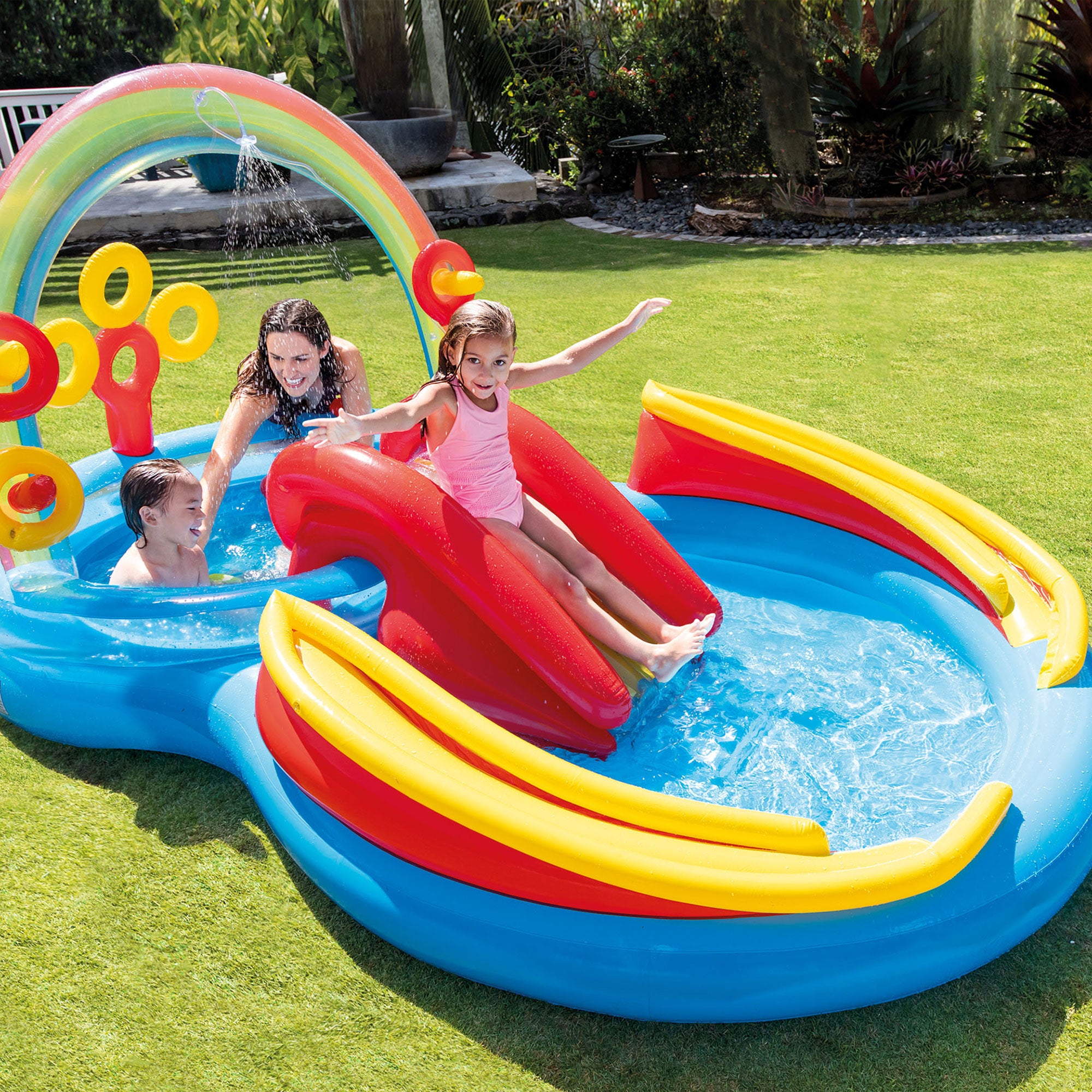 INTEX Inflatable Kid Rainbow Ring Water Play Center | 57453EP (Open Box) - VMInnovations