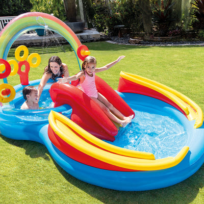 INTEX Inflatable Kid Rainbow Ring Water Play Center | 57453EP (Open Box) - VMInnovations