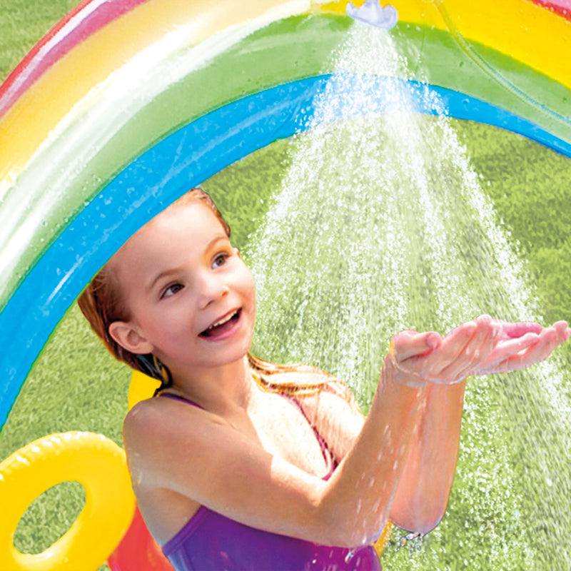 Intex 9.75 x 6.3 Foot Rainbow Slide Inflatable Pool and Water Slide Ring Center