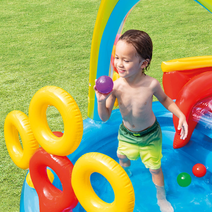 INTEX Inflatable Kid Rainbow Ring Water Play Center | 57453EP (Open Box)