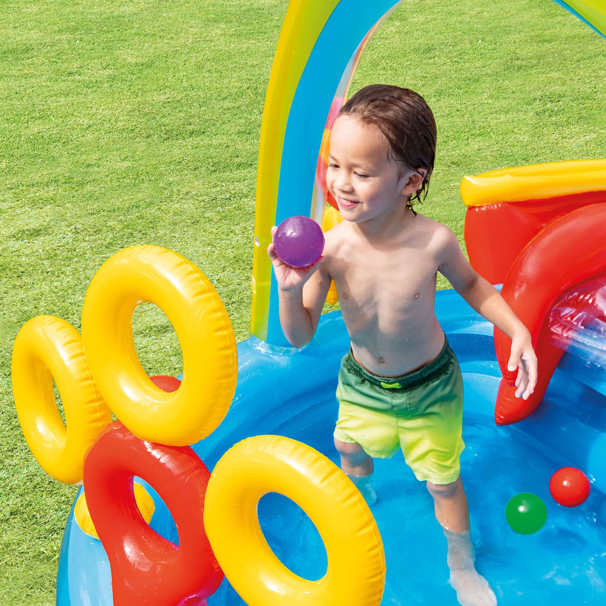 INTEX Inflatable Kid Rainbow Ring Water Play Center | 57453EP (Open Box) - VMInnovations