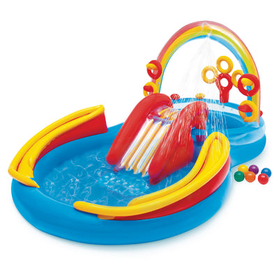 INTEX Inflatable Kid Rainbow Ring Water Play Center | 57453EP (Open Box) - VMInnovations