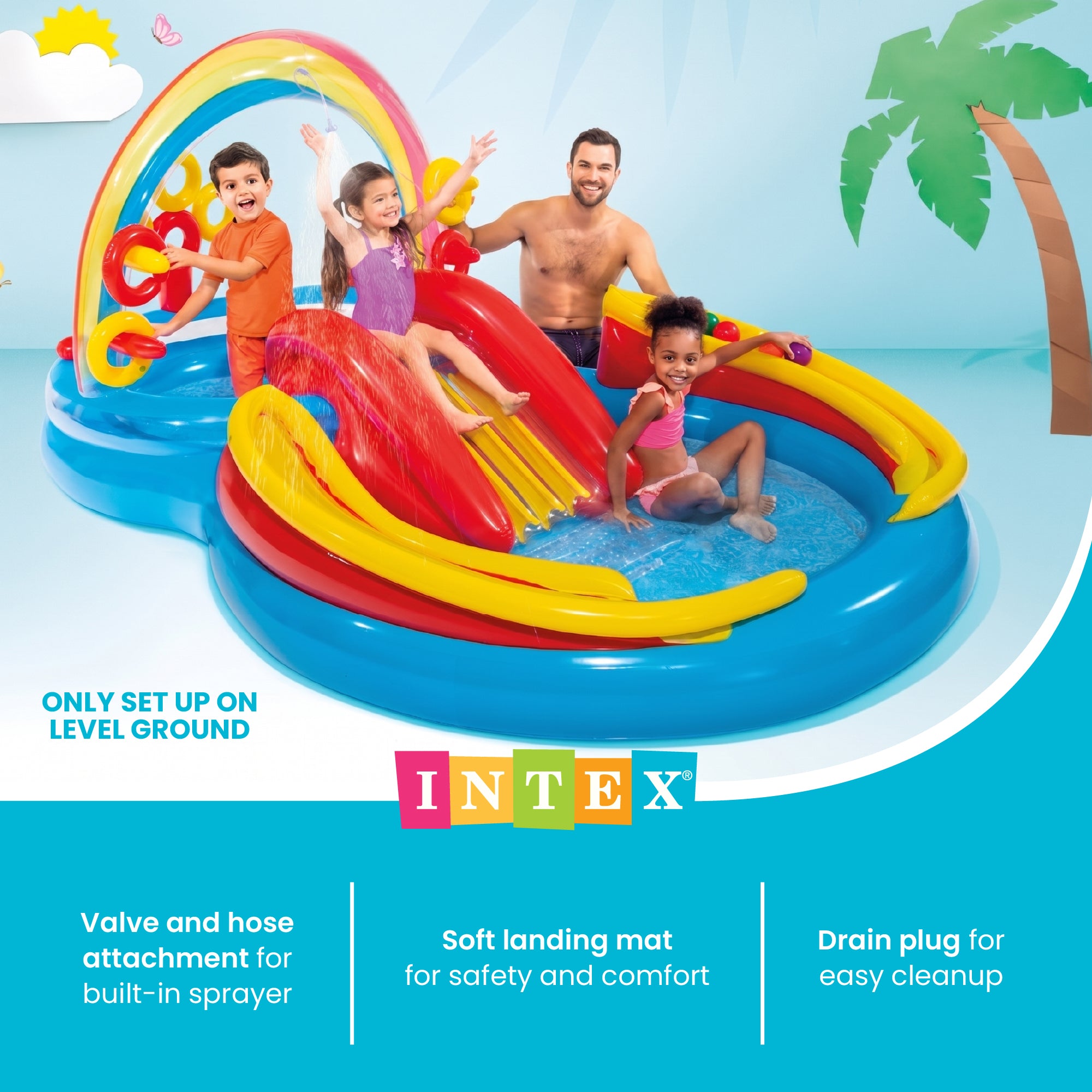 INTEX Inflatable Kid Rainbow Ring Water Play Center | 57453EP (Open Box) - VMInnovations