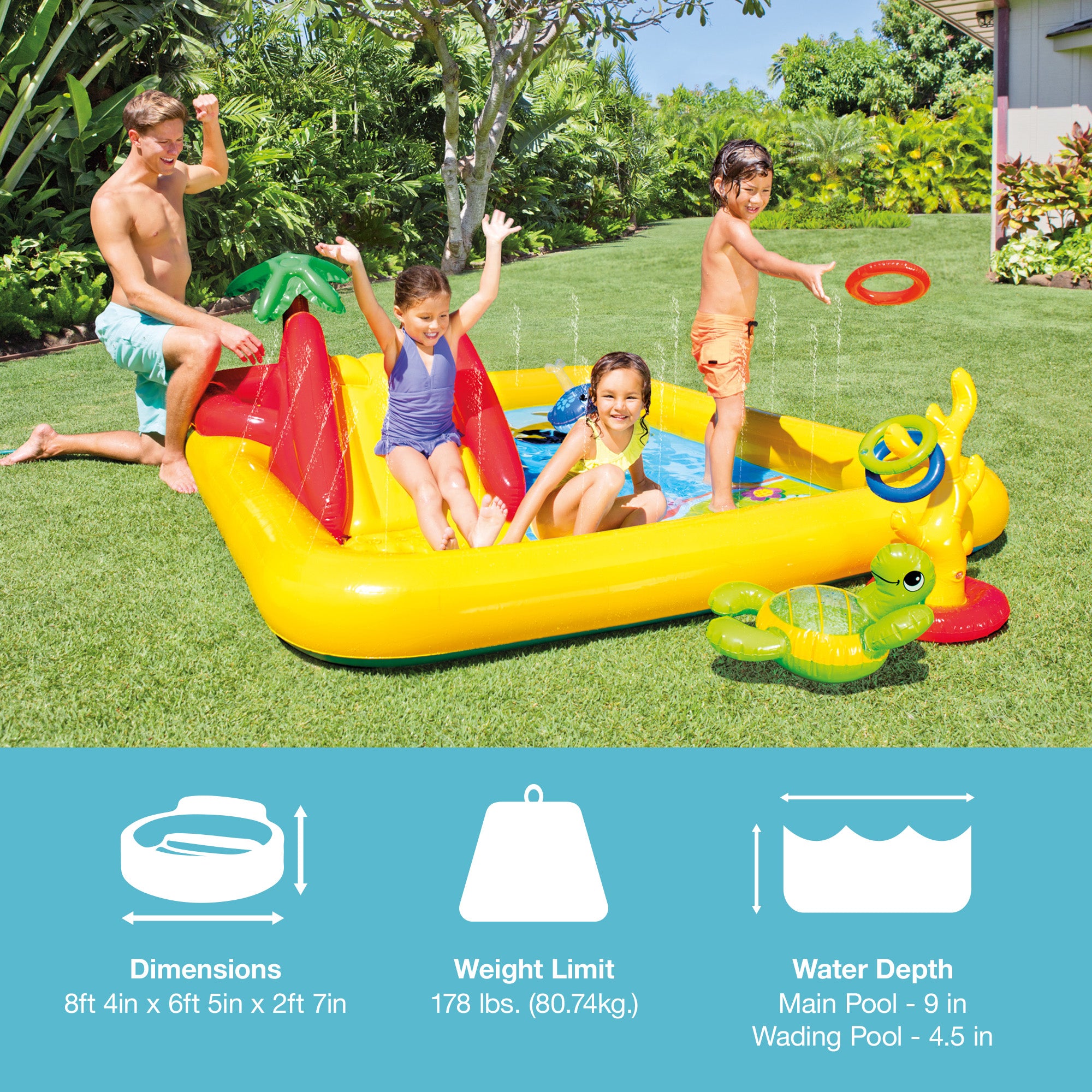 Intex Ocean Play Center Kids Inflatable Wading Pool 57454EP (Open Box) (4 Pack)