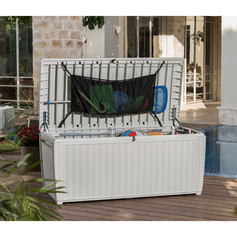 Keter 236960 Sumatra 135 Gallon Outdoor Pool Cushion Storage Deck Box, Cream
