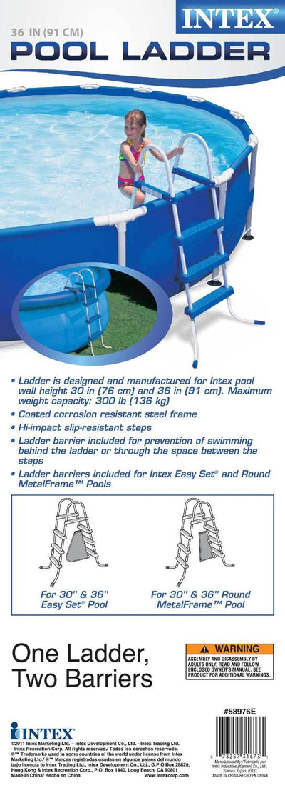 INTEX 36" Above Ground A Frame Swimming Pool Ladder with Barrier (Open Box)