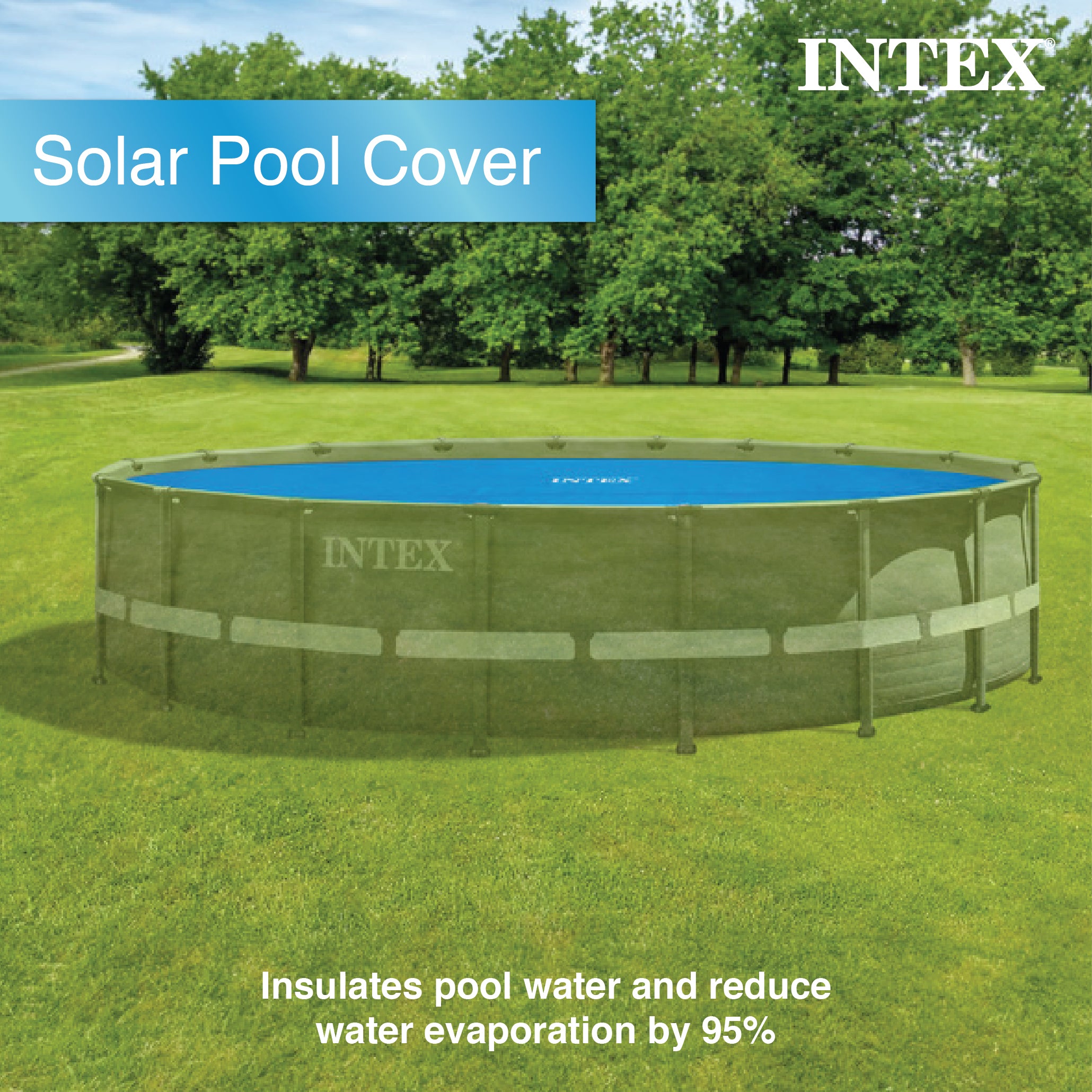 Intex 15 Foot Round Easy Set Vinyl Solar Cover for Swimming Pools Blue(Open Box)