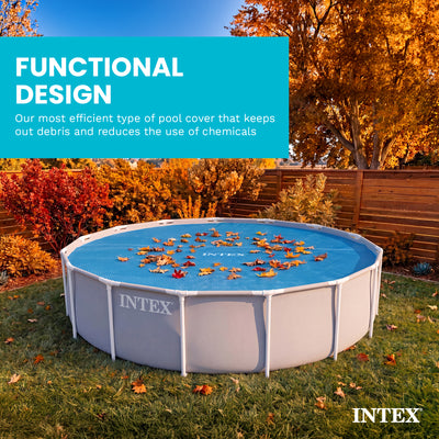 Intex 15 Foot Round Easy Set Vinyl Solar Cover for Swimming Pools, Blue | 29023E (Damaged)