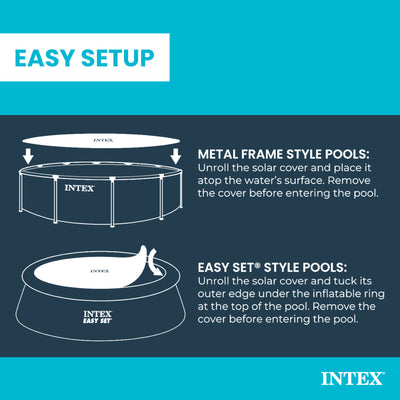 Intex 15 Foot Round Easy Set Vinyl Solar Cover for Swimming Pools, Blue (Used)